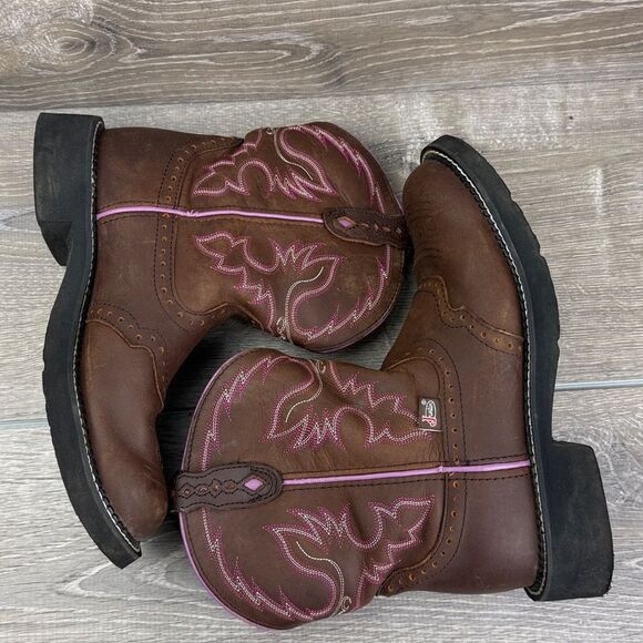 Justin Gypsy Gemma Brown Leather Women’s Sz 9B Western Round Toe Cowgirl Boots - Picture 9 of 13